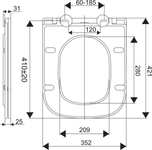 Mereo WC závěsné kapotované, Smart Flush RIMLESS, 490x340x350, keramické, vč. sedátka CSS118S VSD83T1