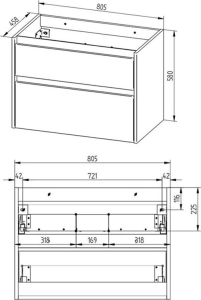 Mereo Opto, koupelnová skříňka 81 cm, dub Riviera CN921S