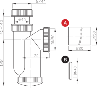 Bruckner Dřezový sifon 6/4", DN50, bílá 155.115.0