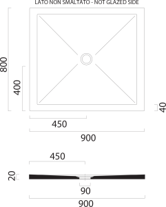 GSI Keramická sprchová vanička, obdélník 90x80x2cm, černá mat 46090826