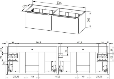 Mereo Mailo, koupelnová skříňka 121 cm, antracit, chrom madlo CN538S