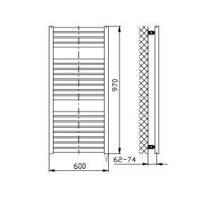 Aqualine TONDI-E elektrické otopné těleso rovné 600x970 mm, 400 W, bílá DE460T