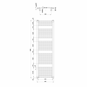 Aqualine ORBIT otopné těleso s bočním připojením 450x1680 mm, bílá ILO64T