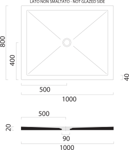 GSI Keramická sprchová vanička, obdélník 100x80x2cm, bílá mat 46100809