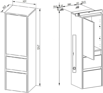 Mereo Opto koupelnová skříňka vysoká 125 cm, levé otevírání, Multidecor, Chromix stříbrný CN995LACST