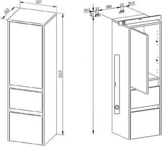 Mereo Opto koupelnová skříňka vysoká 125 cm, pravé otevírání, Multidecor, Dub Kronberg světlý CN995PDKRS