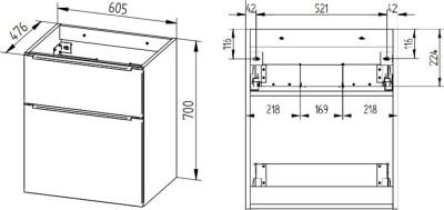 Mereo Mailo, koupelnová skříňka 61 cm, černé madlo, Multidecor, Zelená Verde CN590SBZEV1