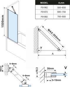 Polysan FISA vanová zástěna 600x1500mm, zlato mat, čiré sklo FS1062-G