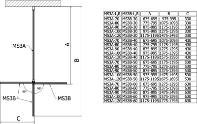 Polysan MODULAR SHOWER stěna k instalaci na zeď, pro připojení otočného panelu, 900 mm MS3A-90