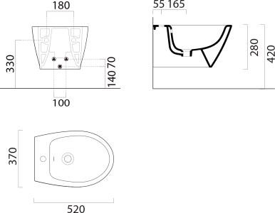 GSI MODO bidet závěsný 37x52cm, bílá mat 9864109