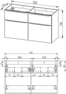 Mereo Mailo, koupelnová skříňka 121 cm, černé madlo, Multidecor, Ořech Pacifik přírodní CN593SBOPP2