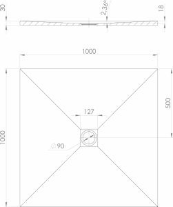 Polysan TRENECA vanička z litého mramoru s možností úpravy rozměru, 100x100cm, černá mat 84301.21