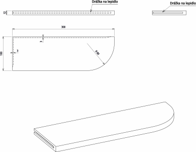 Sapho ABELINE rohová police rockstone 300x100mm, excentrická, bílá mat AE300-0101