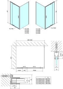 Polysan EASY obdélníkový sprchový kout pivot dveře 900-1000x700mm L/P varianta, sklo Brick EL1738EL3138