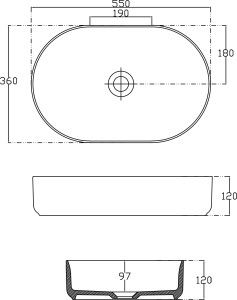 Isvea INFINITY OVAL keramické umyvadlo na desku, 55x36cm, černá mat 10NF65055-2N