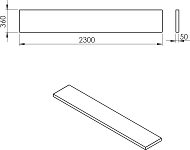 Sapho AVICE deska 230x36cm, cement AV2367