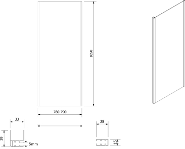 Aqualine AMADEO obdélníkový sprchový kout 1000x800 mm, L/P varianta, sklo Brick BTS100BTP80