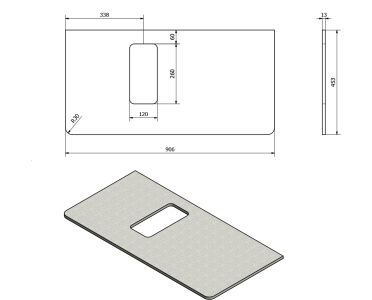 Sapho LUCIE deska Rockstone 90, 6x45, 3cm, pro umyvadlo BALENA 48cm, bílá mat RL090-0101