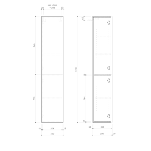 Sapho ESPACE skříňka 35x172x32cm, 2x dvířka, levá/pravá, antracit matný ESC230-3434