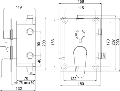 Novaservis Podomítková baterie s boxem 3 vývody, SMART BOX98051RX,0