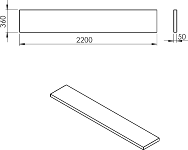 Sapho AVICE deska 220x36cm, cement AV2267