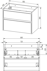 Mereo Opto, koupelnová skříňka 81 cm, Multidecor, Ořech Pacifik tabákový CN991SOPT2