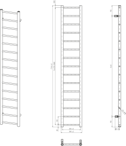 Sapho DINA otopné těleso 300x1740 mm, černá mat IR376B