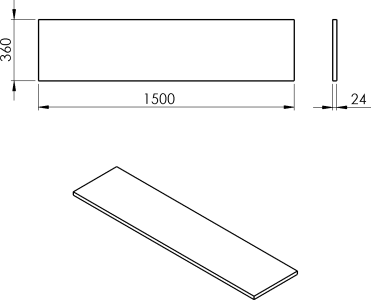 Sapho PLATO deska Rockstone 1500x24x360mm, bílá mat PL156-0101