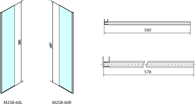 Polysan MODULAR SHOWER pevný panel k instalaci na stěnu modulu MS2, 600 mm, levý MS2B-60L