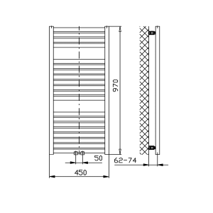 Aqualine TONDI otopné těleso rovné 450x970 mm, středové připojení, černá mat DT456T