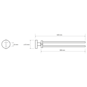 Sapho X-ROUND dvojitý držák ručníků otočný 420mm, chrom XR405