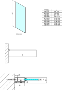 Polysan MODULAR SHOWER jednodílná zástěna pevná k instalaci na zeď, 700 mm MS1-70