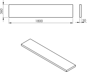 Sapho AVICE deska 180x36cm, cement AV1867