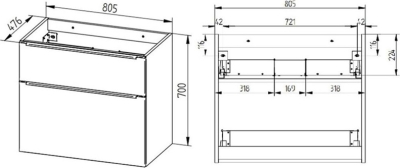 Mereo Mailo, koupelnová skříňka 81 cm, chrom madlo, Multidecor, Light Select Walnut CN591SLSW1