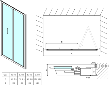 Polysan EASY sprchové dveře skládací 900mm, čiré sklo EL1990