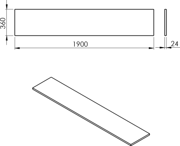 Sapho PLATO deska Rockstone 1900x24x360mm, bílá mat PL196-0101