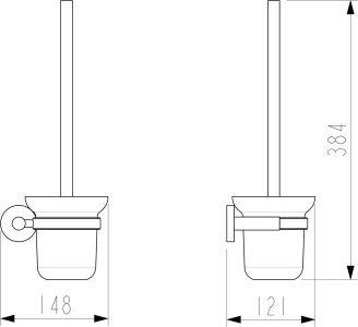 Sapho X-ROUND WC štětka závěsná, mléčné sklo, černá mat XR323B