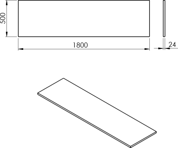 Sapho PLATO deska Rockstone 1800x24x500mm, bílá mat PL180-0101