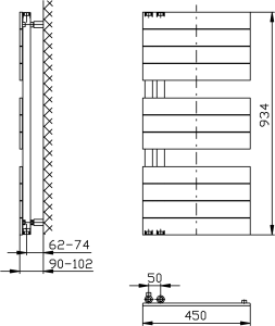 Aqualine MILI otopné těleso 450x934 mm, bílá DC600T