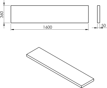 Sapho AVICE deska 160x36cm, cement AV1667