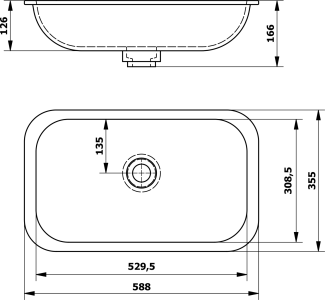 Sapho IMPALA umyvadlo pod desku, Rockstone, 58, 8x35, 5cm, bílá mat IM540