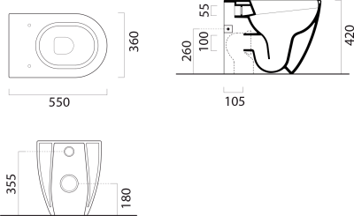 GSI PURA WC mísa stojící, Swirlflush, 36x55cm, spodní/zadní odpad, bílá dual-mat 880309