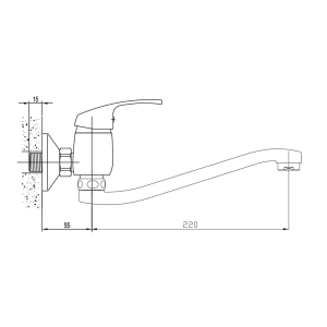 Aqualine AQUALINE 35 nástěnná baterie, ramínko ploché zvýšené, chrom 52145