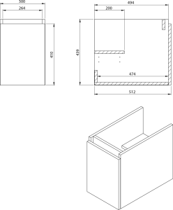 Sapho LOREA skříňka s umyvadlem 121x46x51, 5cm (90+30), levá, bílá mat LE090-3131-L-01