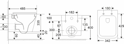 Mereo WC závěsné kapotované, Smart Flush RIMLESS, 490x340x350, keramické, vč. sedátka CSS118S VSD83T1