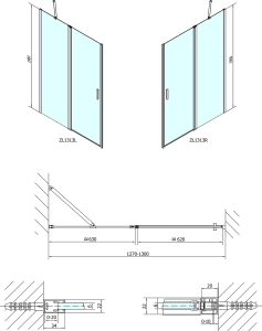 Polysan ZOOM sprchové dveře 1300mm, čiré sklo ZL1313