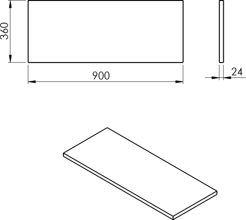 Sapho PLATO deska Rockstone 900x24x360mm, bílá mat PL096-0101