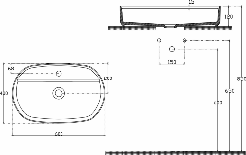 Isvea INFINITY OVAL keramické umyvadlo na desku, 60x40cm, růžová Salmon 10NF65060-2S