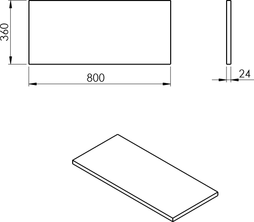 Sapho PLATO deska Rockstone 800x24x360mm, bílá mat PL086-0101