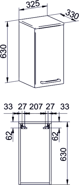 Mereo Bino koupelnová skříňka horní 63 cm, levá, Multidecor, Jasan horský CN695JASH